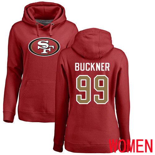 San Francisco 49ers Red Women DeForest Buckner Name and Number Logo #99 Pullover